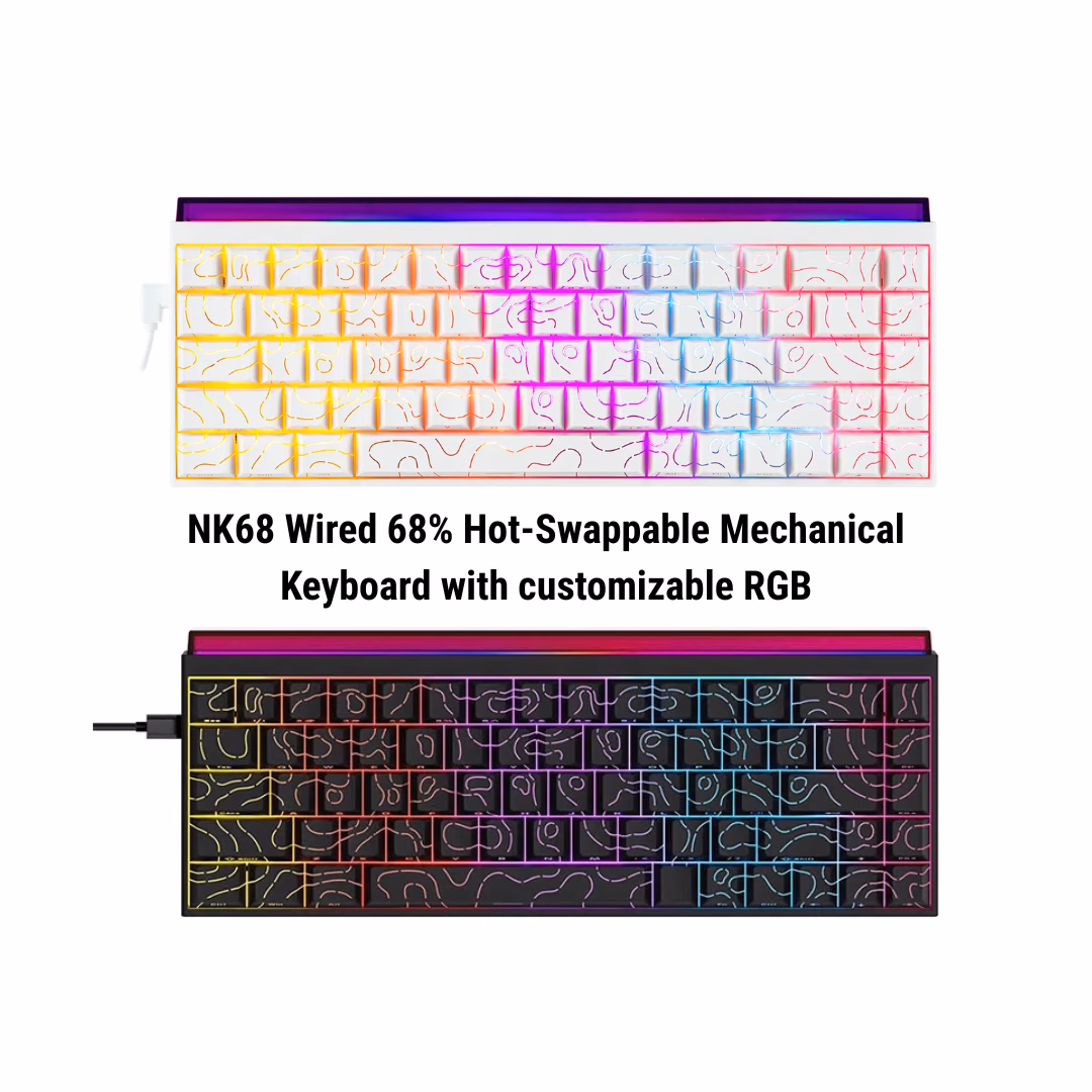 Ajazz NK68 65% Mechanical Keyboard, 68-Key, Red Linear Switches, USB-C Wired